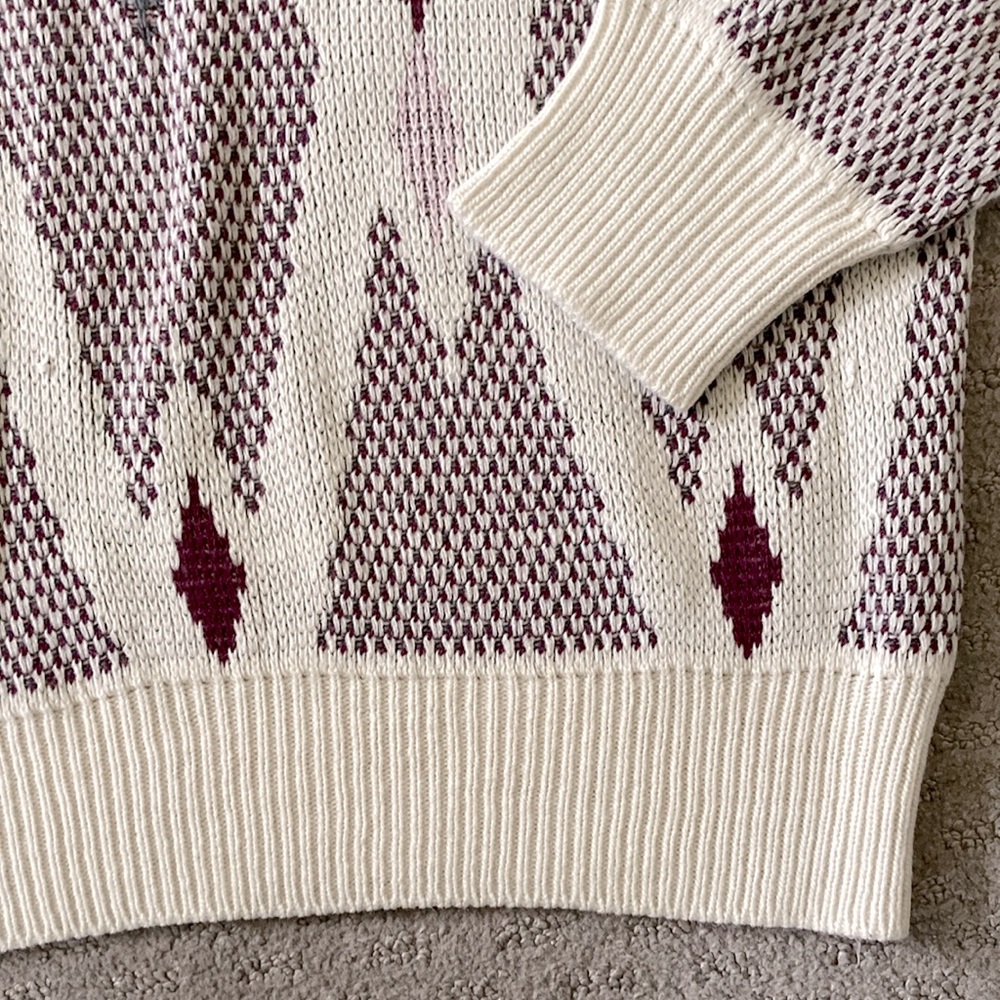 Vintage '80s JANTZEN geometric knit sweater, XL. - Picture 2 of 7